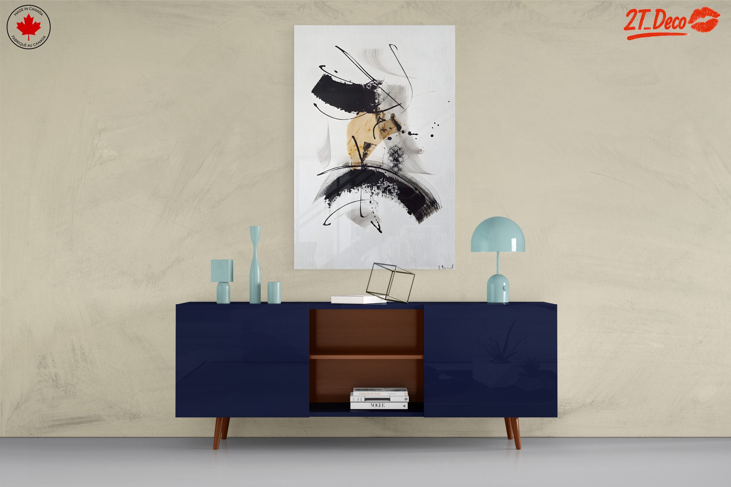Dynamic Abstract Artwork with Black and Gold - Image 8