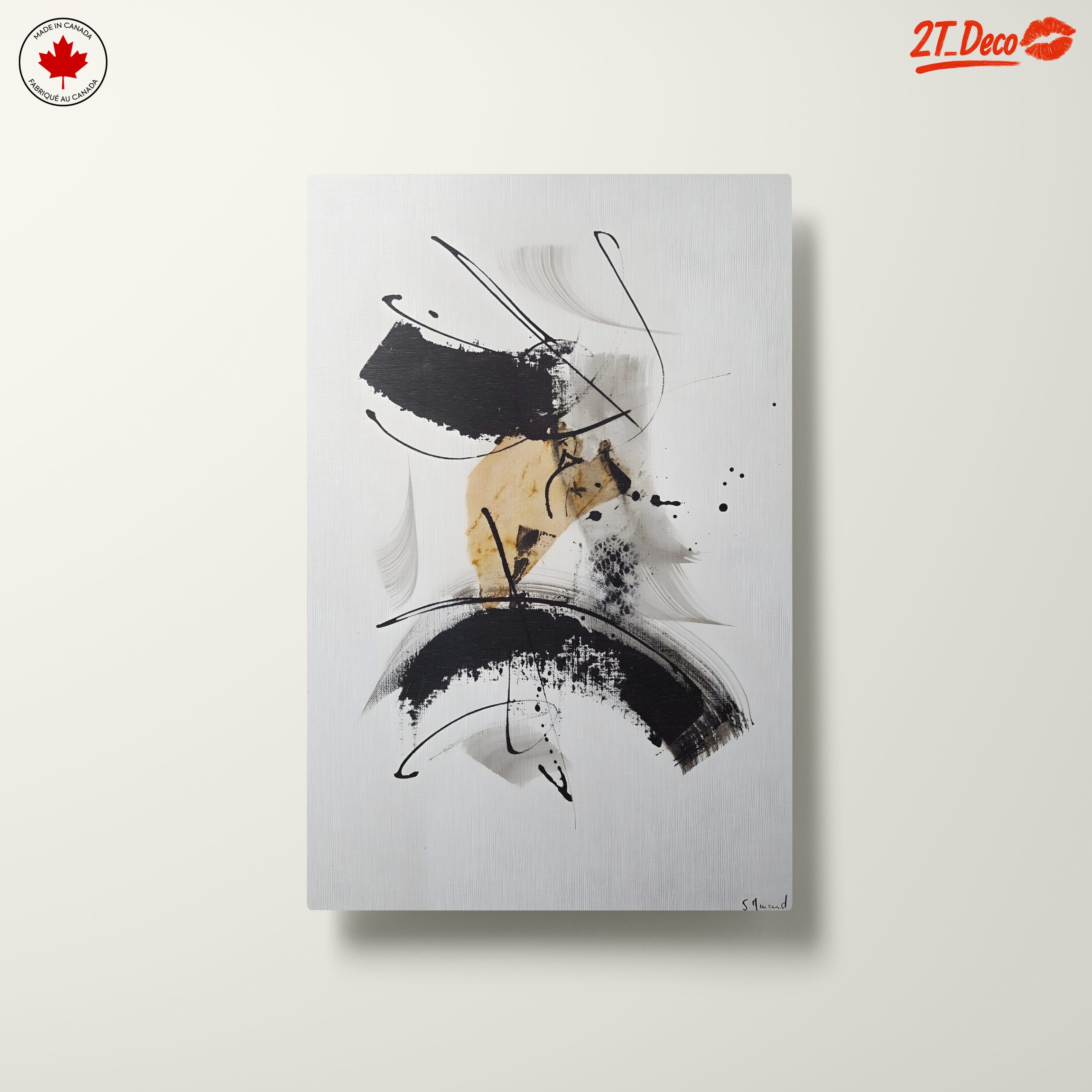 Dynamic Abstract Artwork with Black and Gold - Image 10