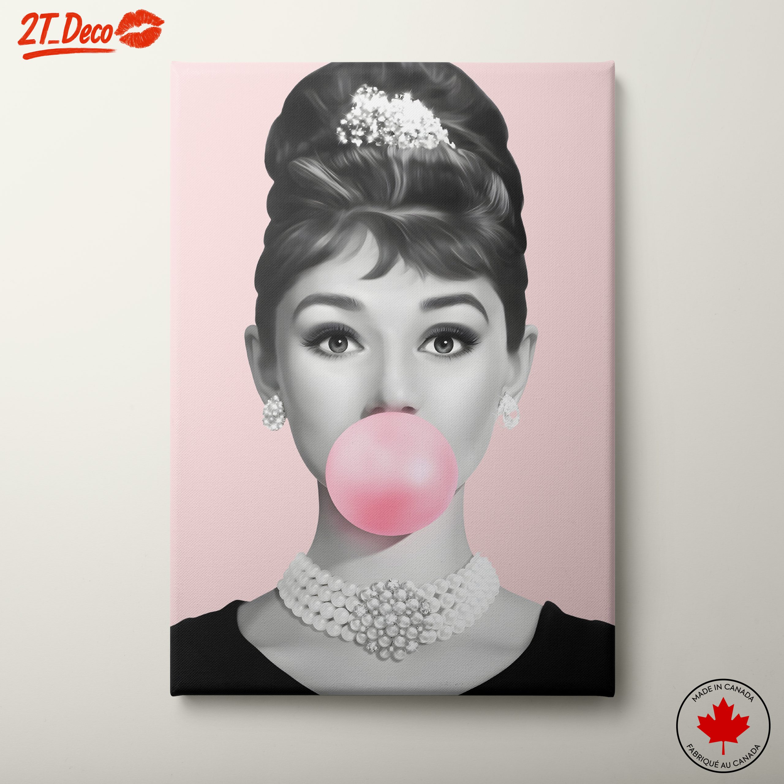 Elegant Woman with Bubblegum in Pop Art Style
