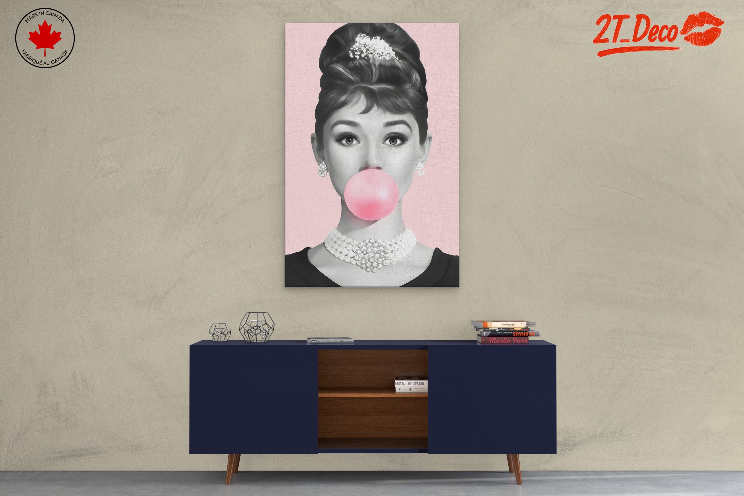 Elegant Woman with Bubblegum in Pop Art Style - Image 3