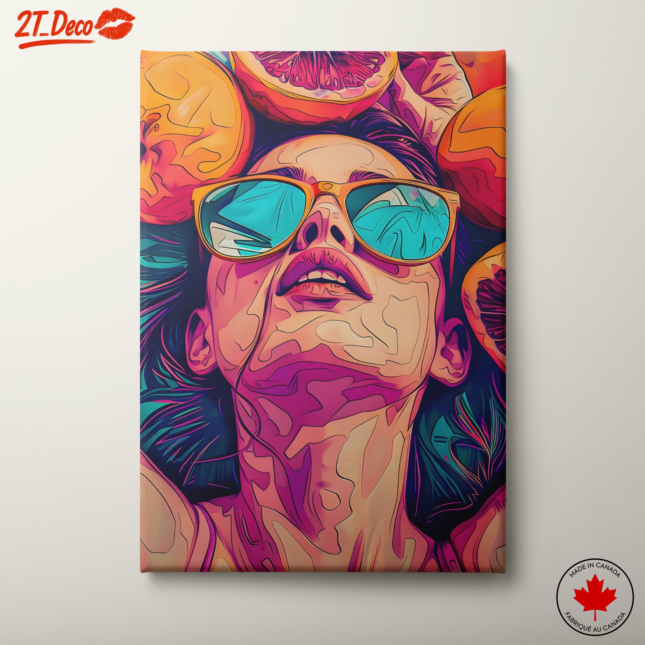 Vibrant Pop Art Portrait with Oranges