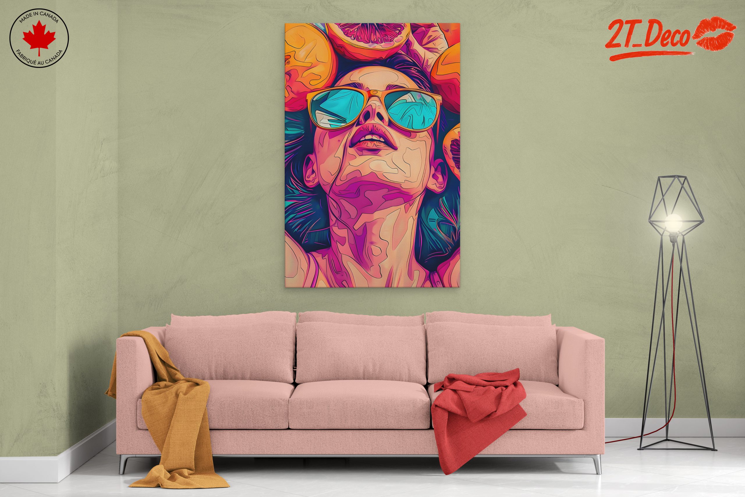 Vibrant Pop Art Portrait with Oranges - Image 2