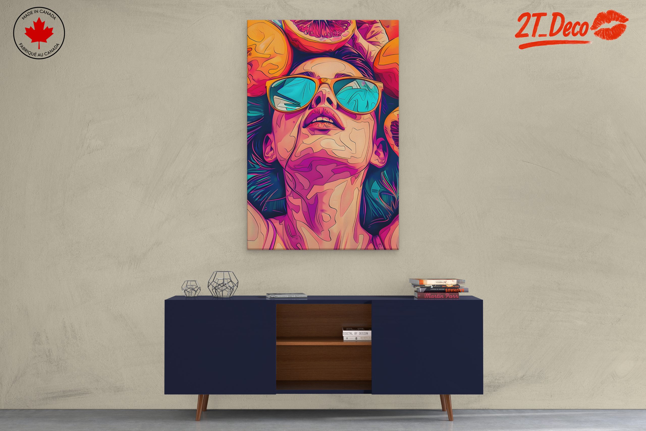 Vibrant Pop Art Portrait with Oranges - Image 3