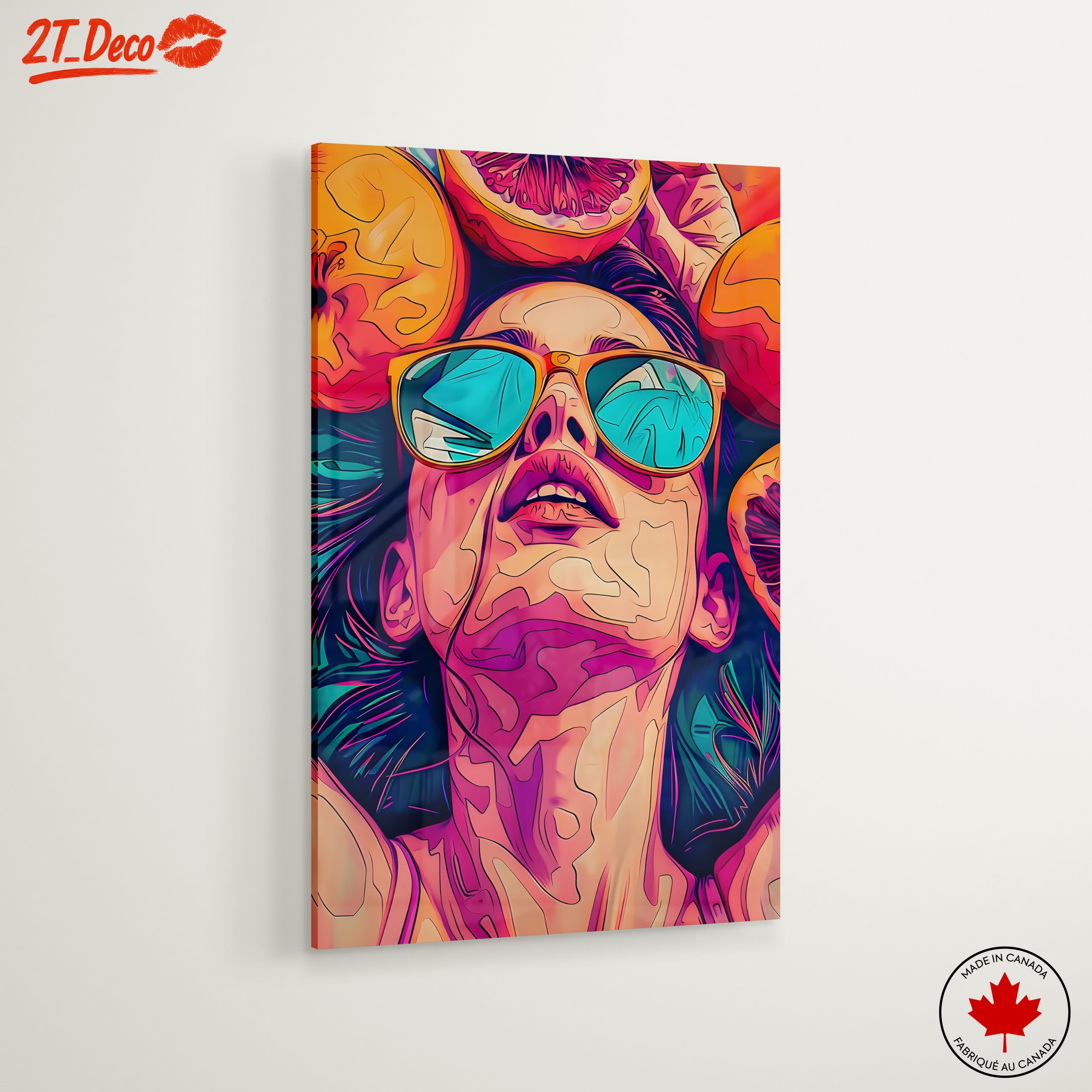Vibrant Pop Art Portrait with Oranges - Image 6