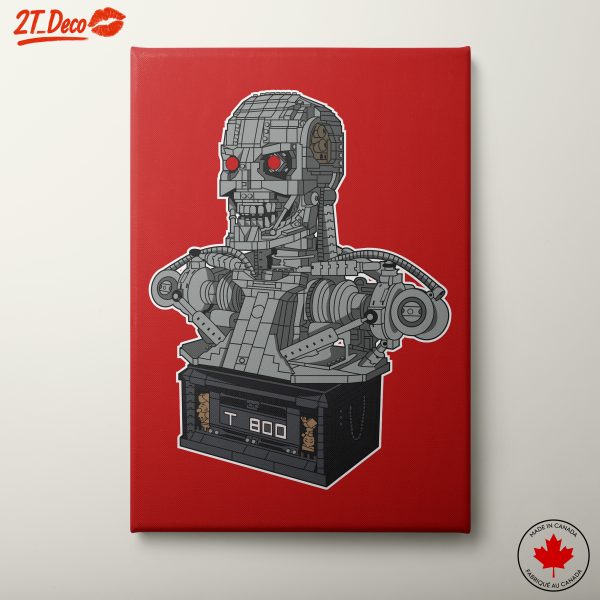 Iconic Sci-Fi Robot Bust with Red Eyes
