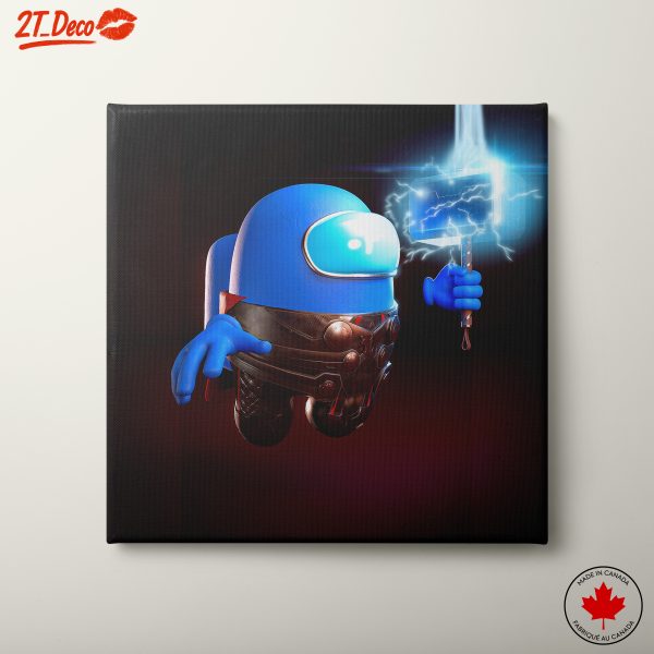 Playful Blue Character with Lightning Hammer