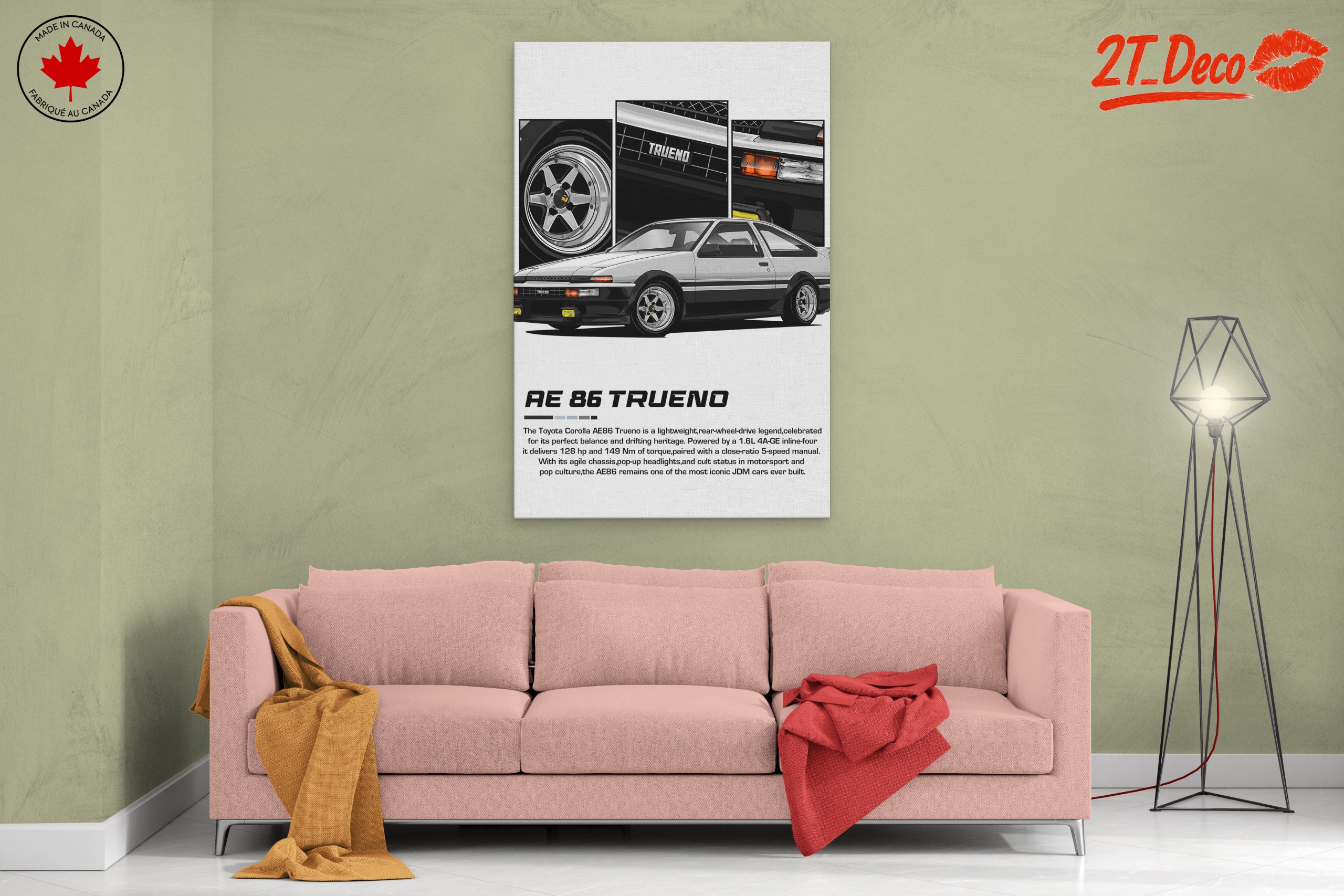 Stylized Toyota Corolla AE86 Trueno Car Art - Image 2