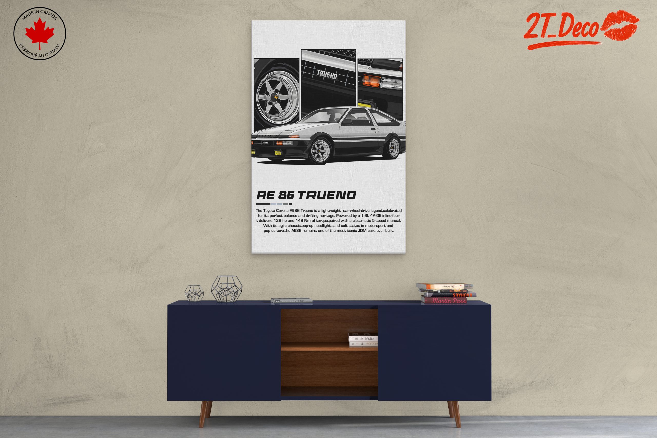 Stylized Toyota Corolla AE86 Trueno Car Art - Image 3