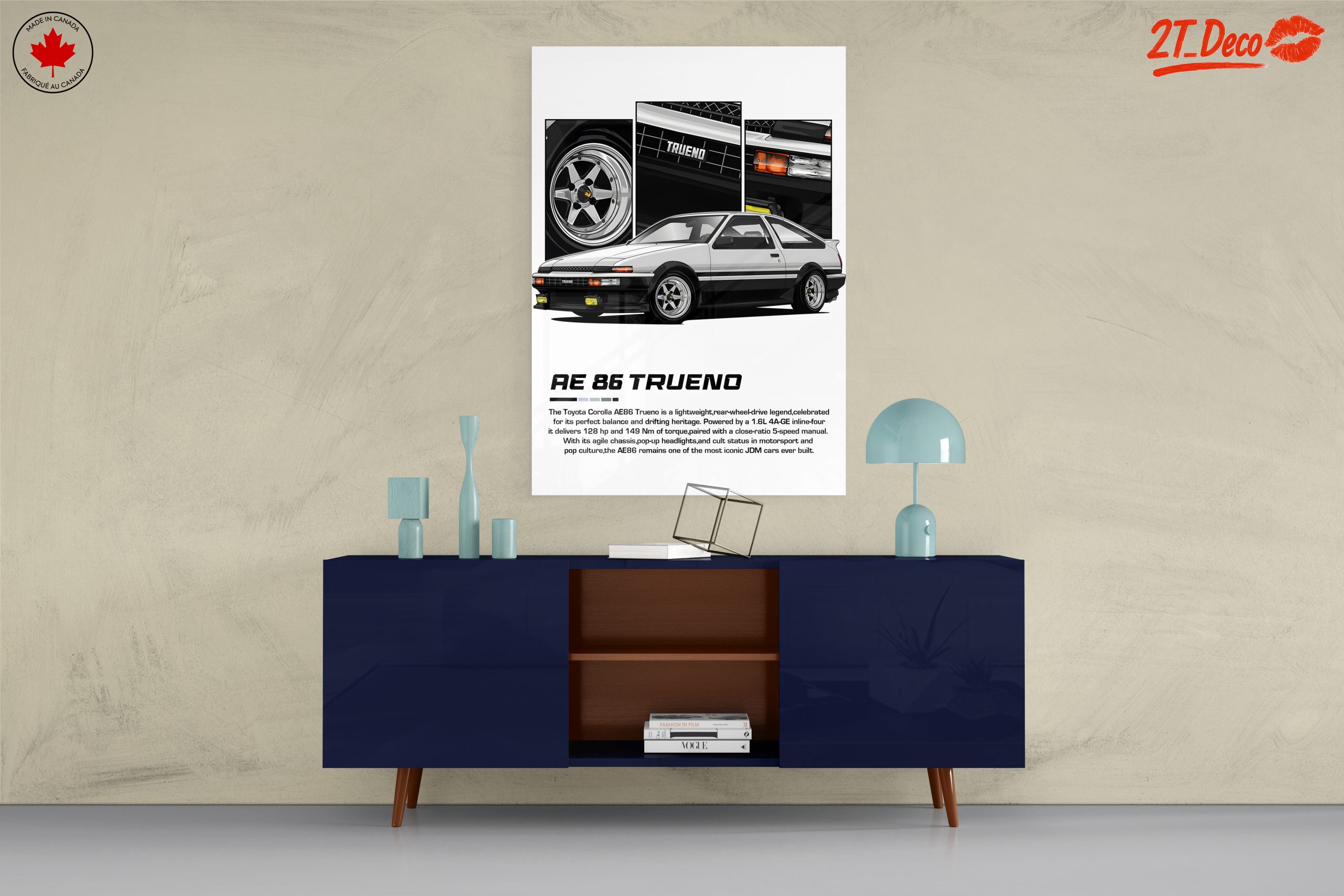 Stylized Toyota Corolla AE86 Trueno Car Art - Image 8