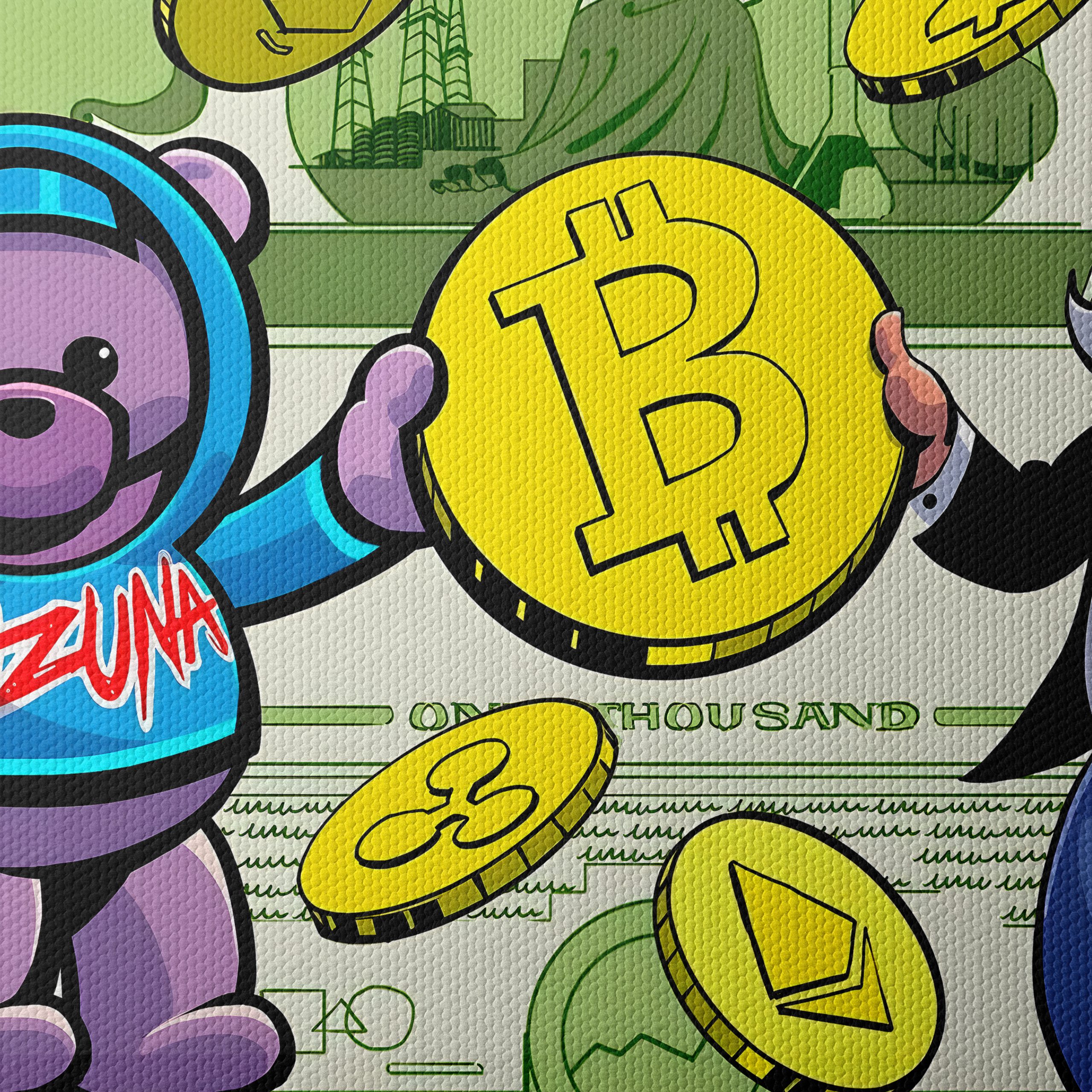 Playful Cryptocurrency Pop Art with Colorful Characters - Image 4