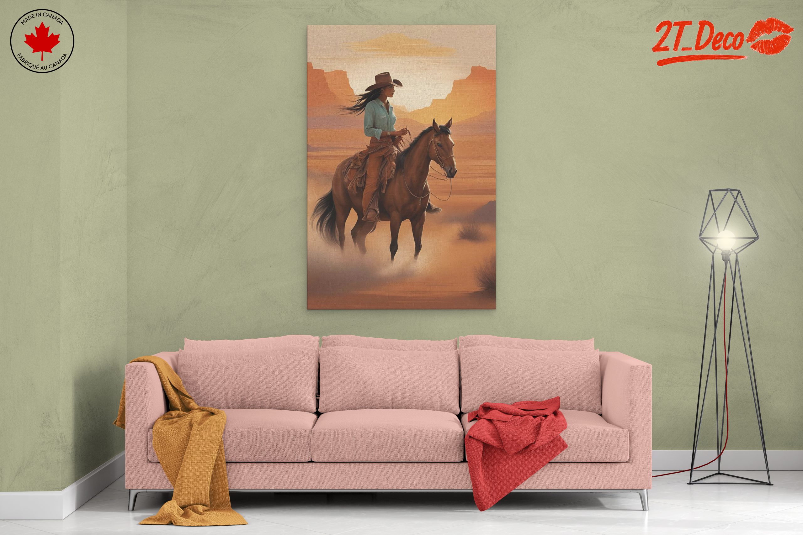Cowgirl Riding Horse in the Desert Landscape - Image 2