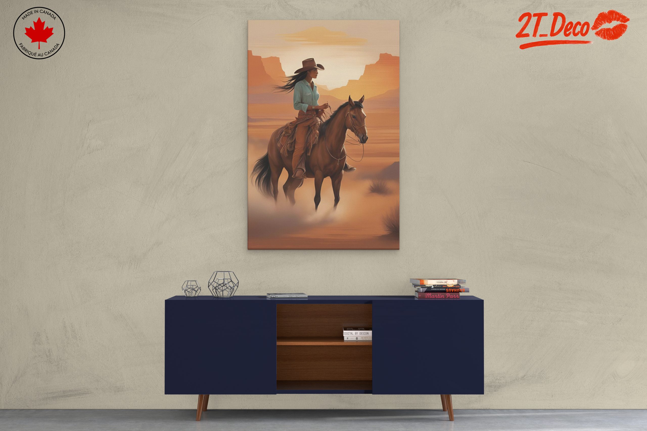 Cowgirl Riding Horse in the Desert Landscape - Image 3