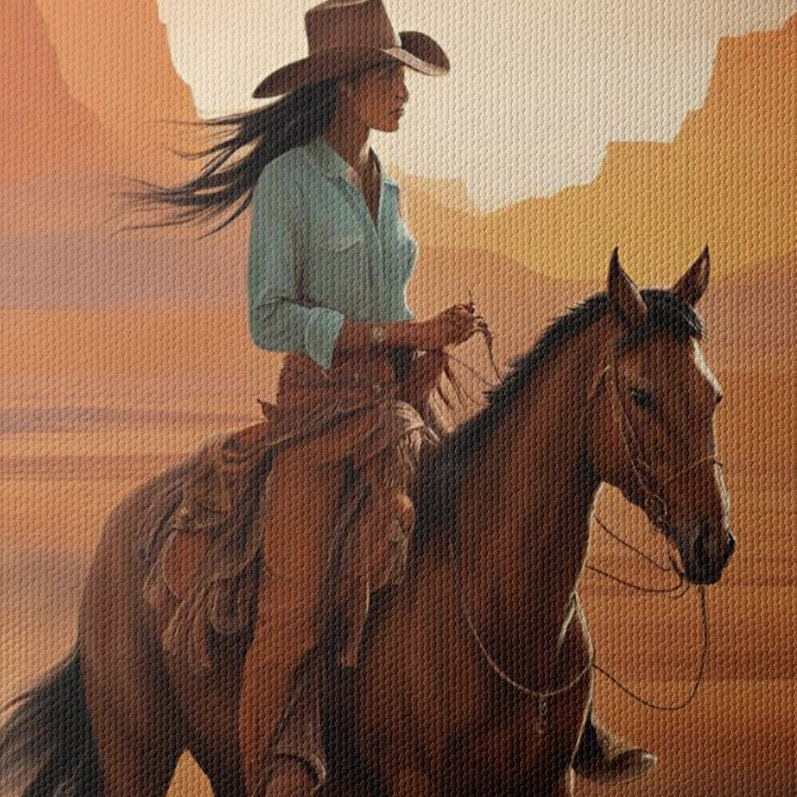 Cowgirl Riding Horse in the Desert Landscape - Image 4