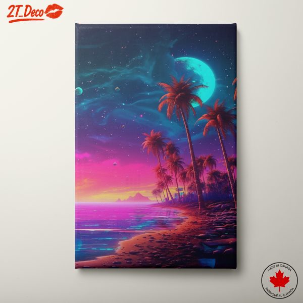 Dreamy Beach and Starry Night Landscape