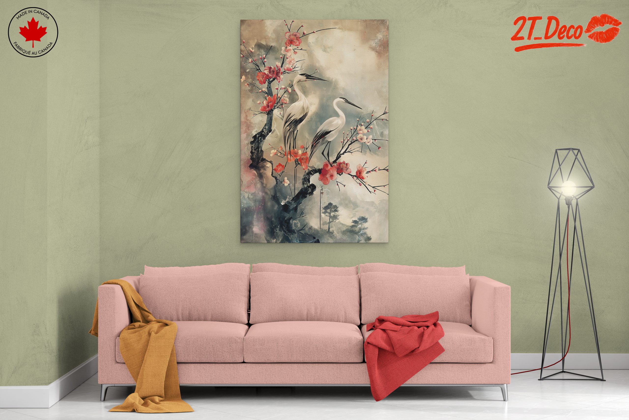 Cranes and Cherry Blossoms Wall Art - Image 2