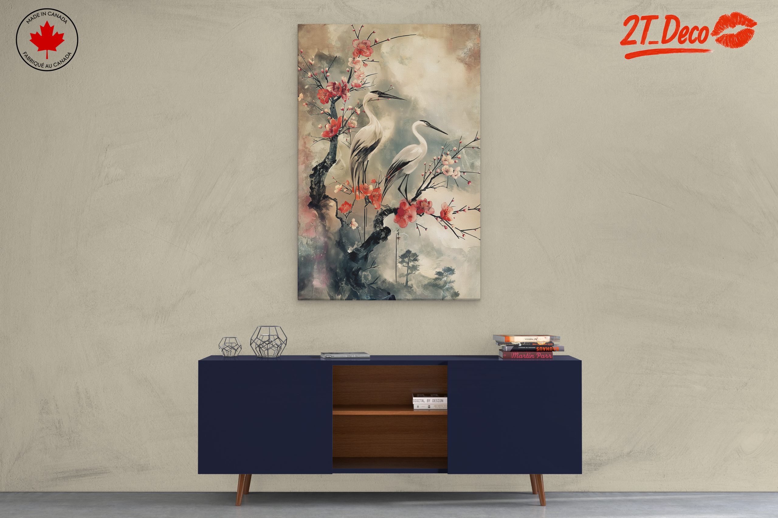 Cranes and Cherry Blossoms Wall Art - Image 3