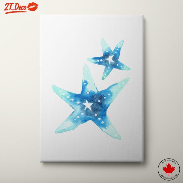 Two Watercolor Starfish on White