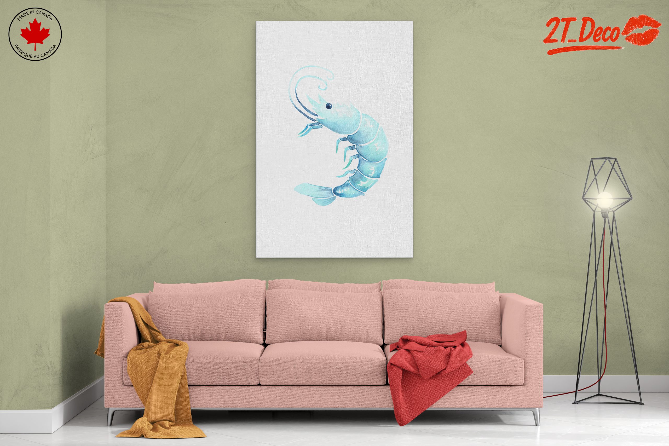 Blue Shrimp Watercolor Art - Image 2