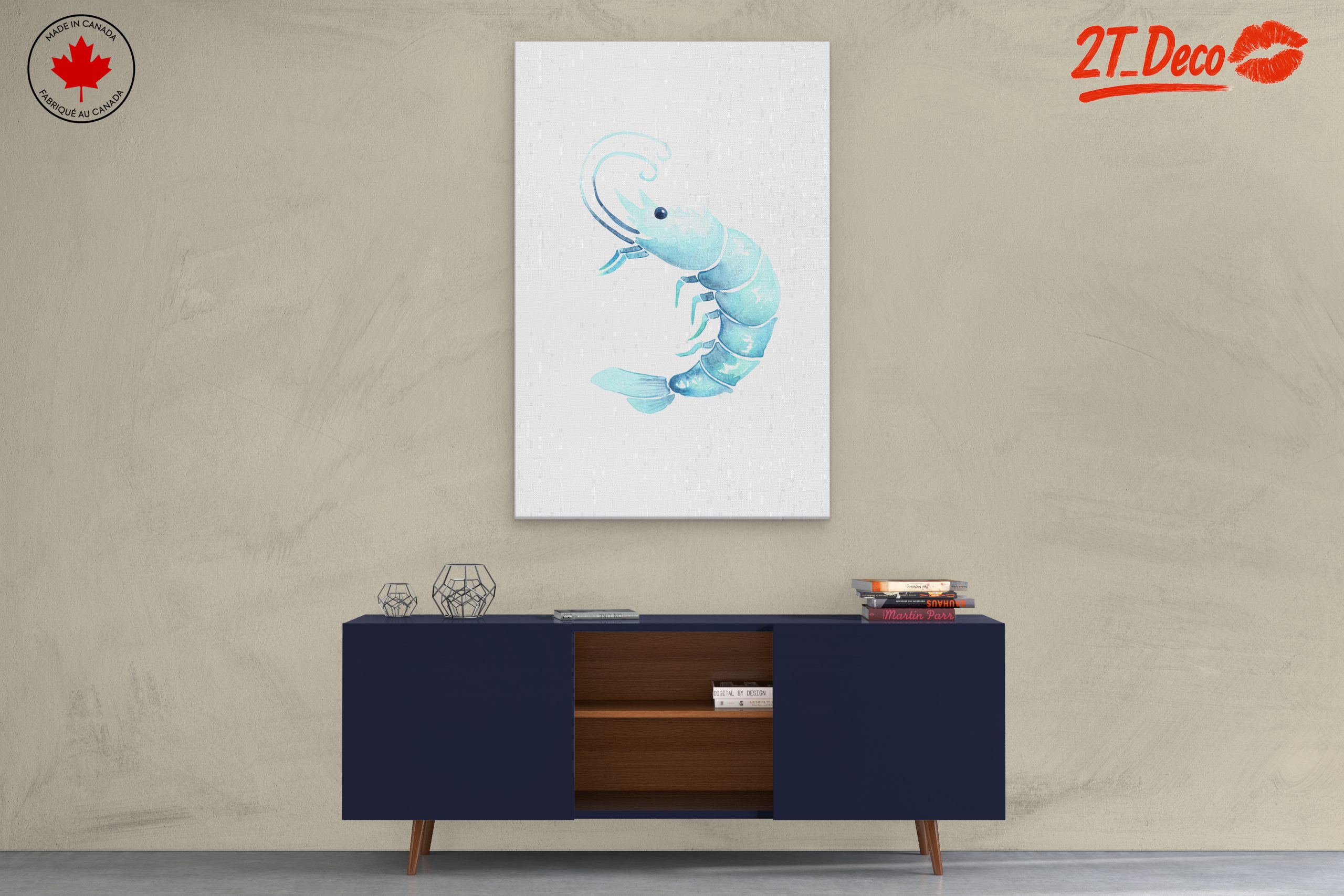 Blue Shrimp Watercolor Art - Image 3