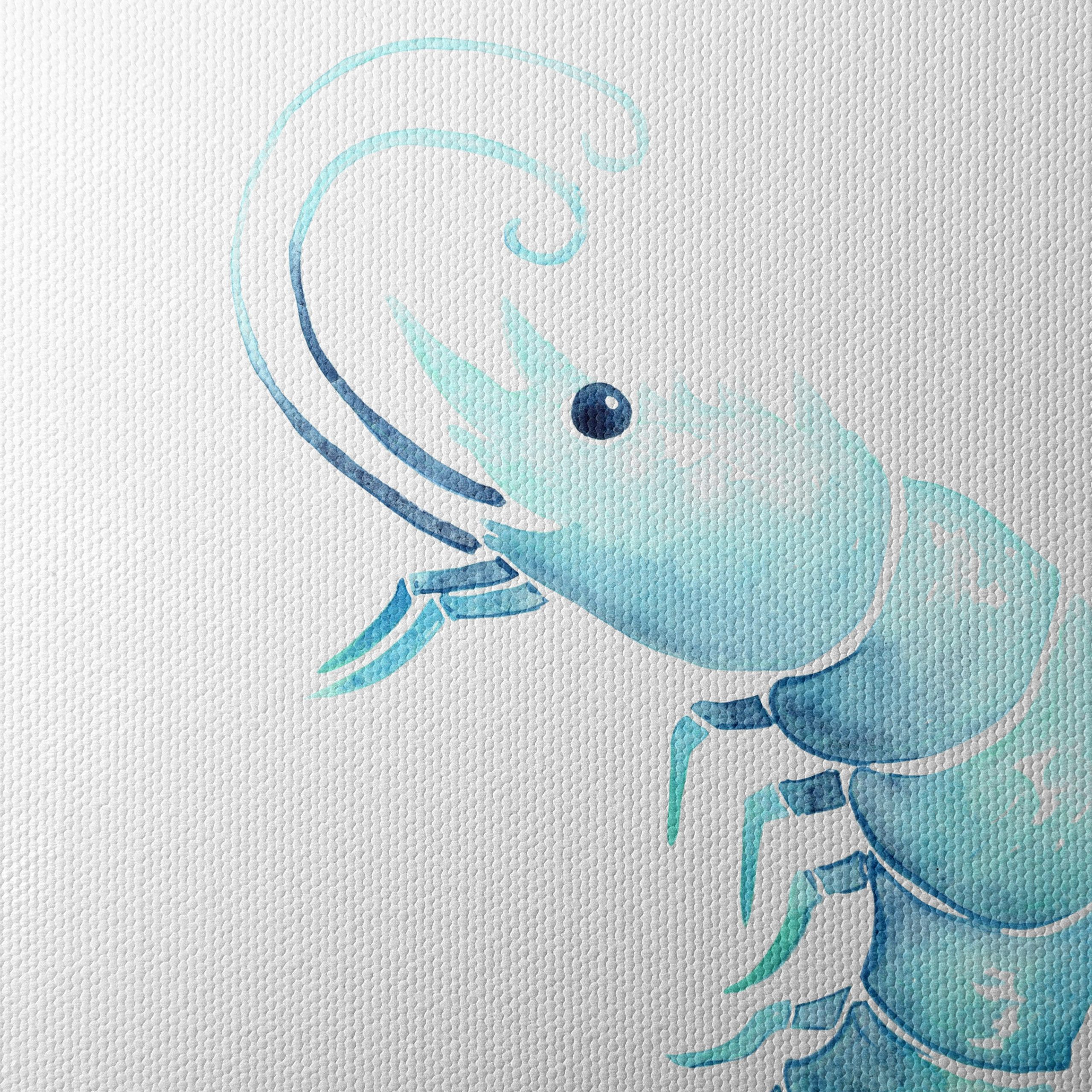 Blue Shrimp Watercolor Art - Image 4