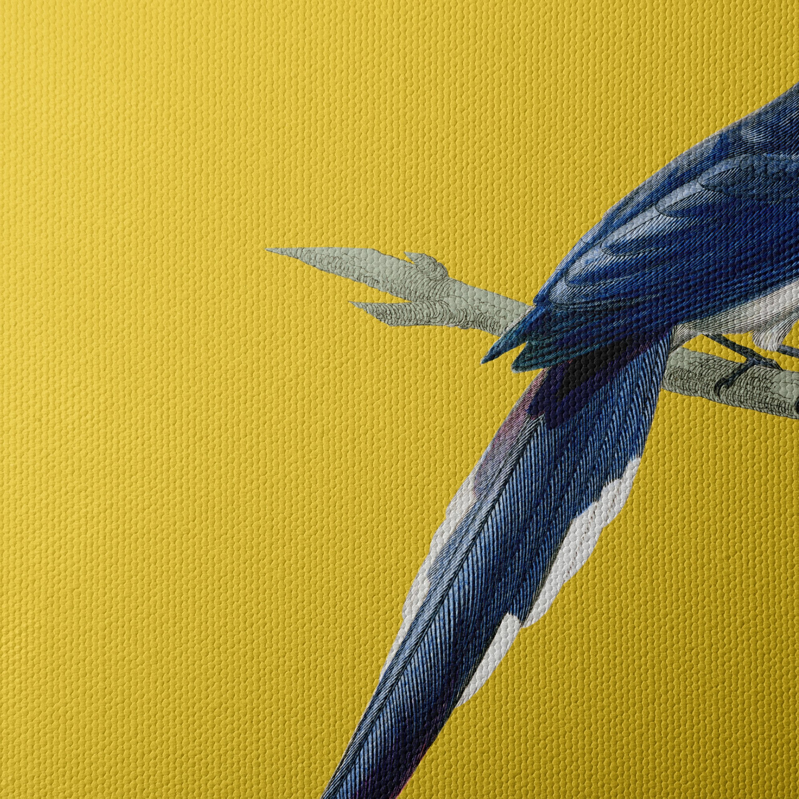 Elegant Blue Bird on Yellow Background - Image 4