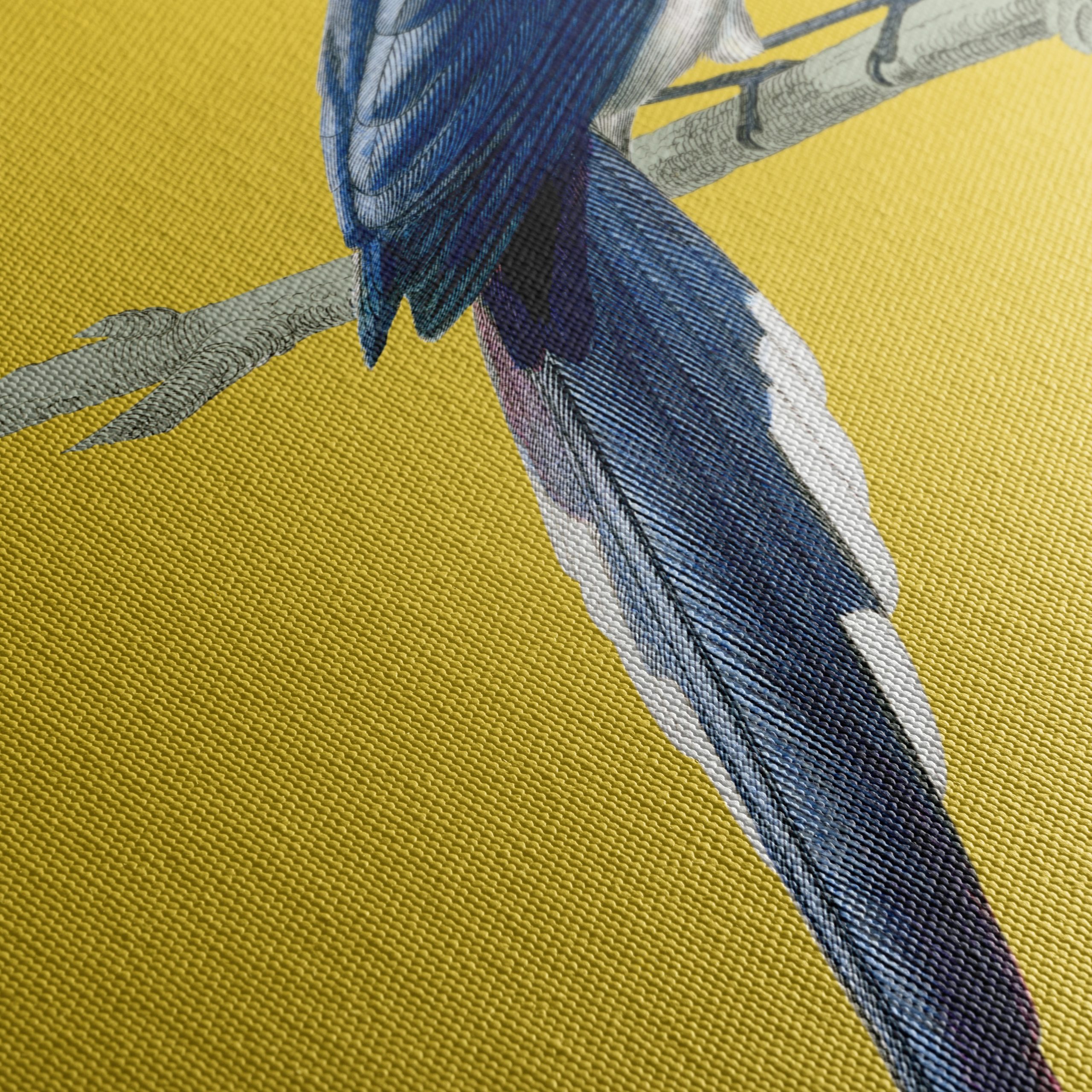 Elegant Blue Bird on Yellow Background - Image 5