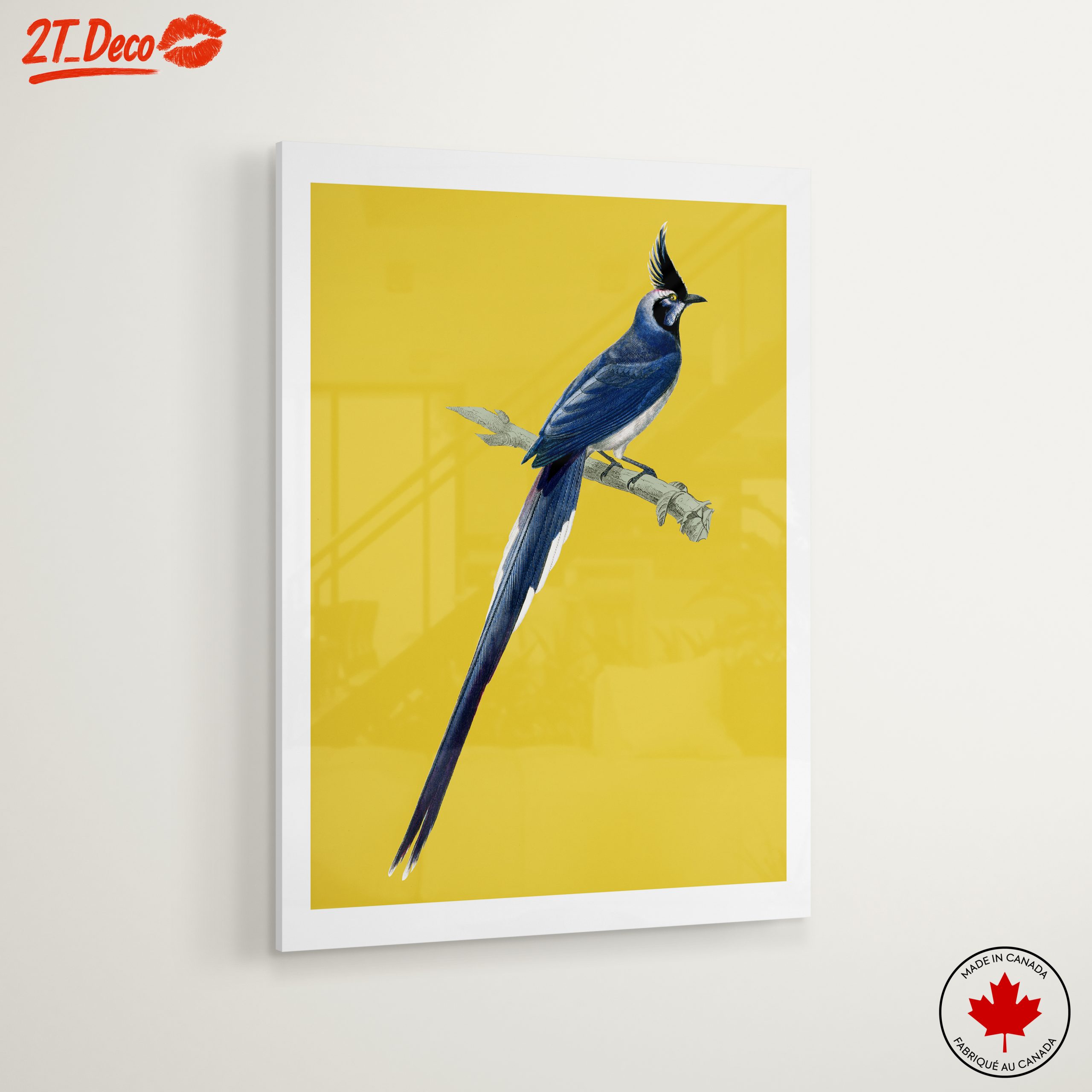 Elegant Blue Bird on Yellow Background - Image 6