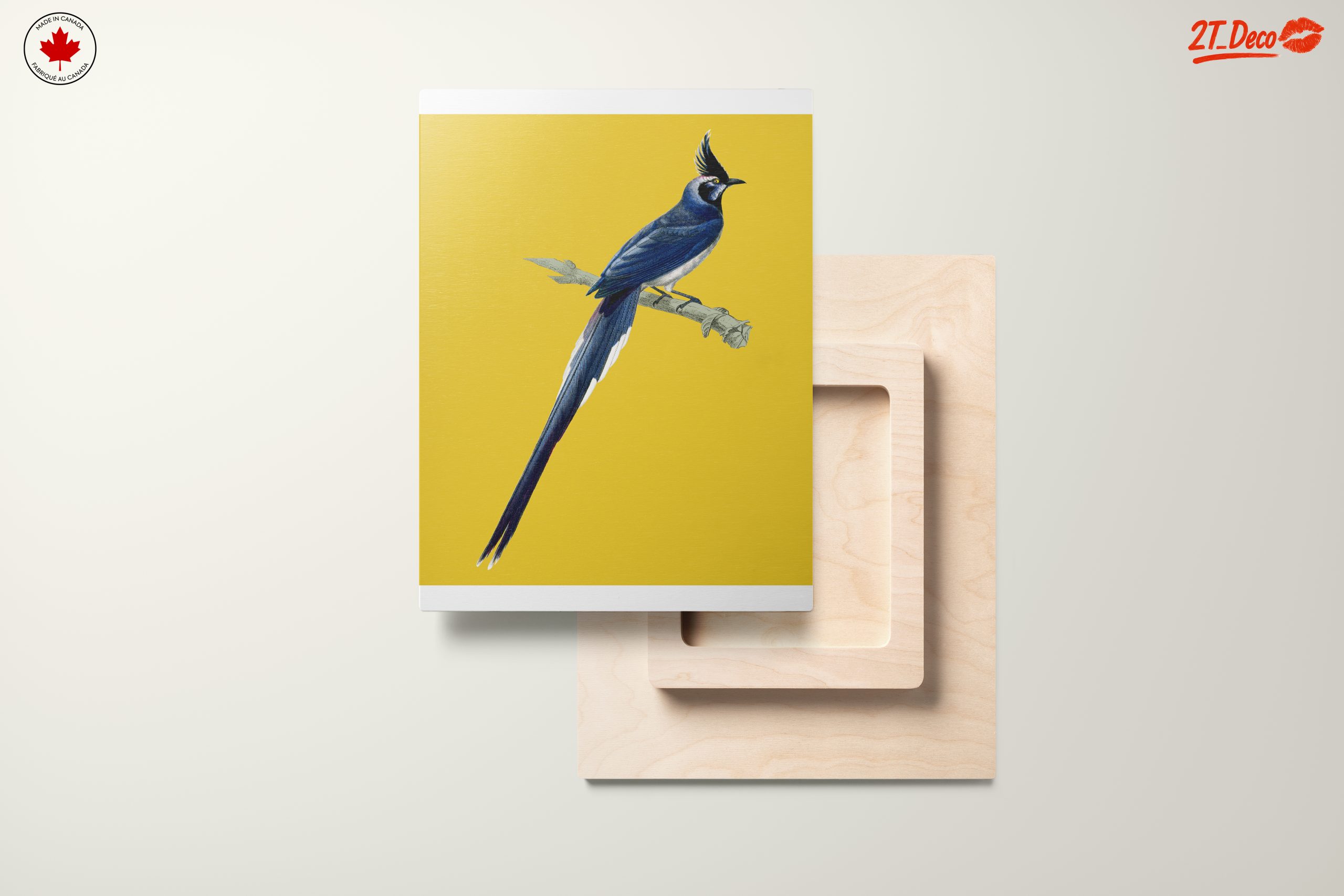Elegant Blue Bird on Yellow Background - Image 11
