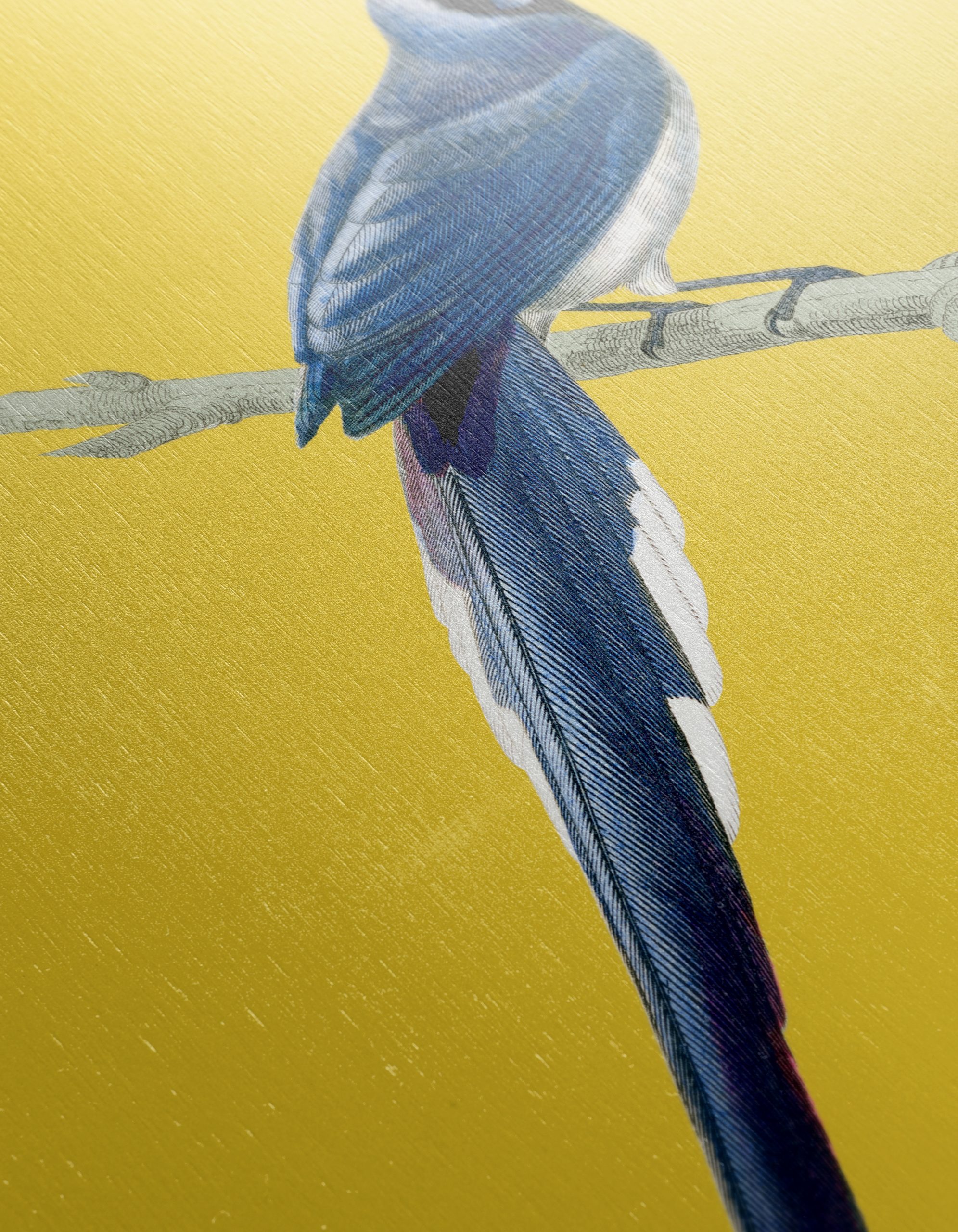Elegant Blue Bird on Yellow Background - Image 12