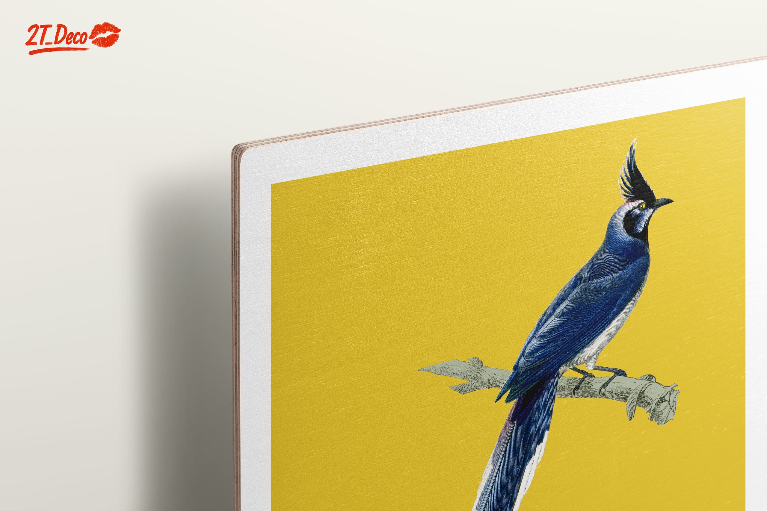 Elegant Blue Bird on Yellow Background - Image 15