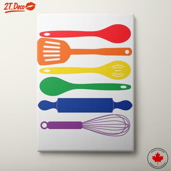 Colorful Kitchen Utensils Wall Art