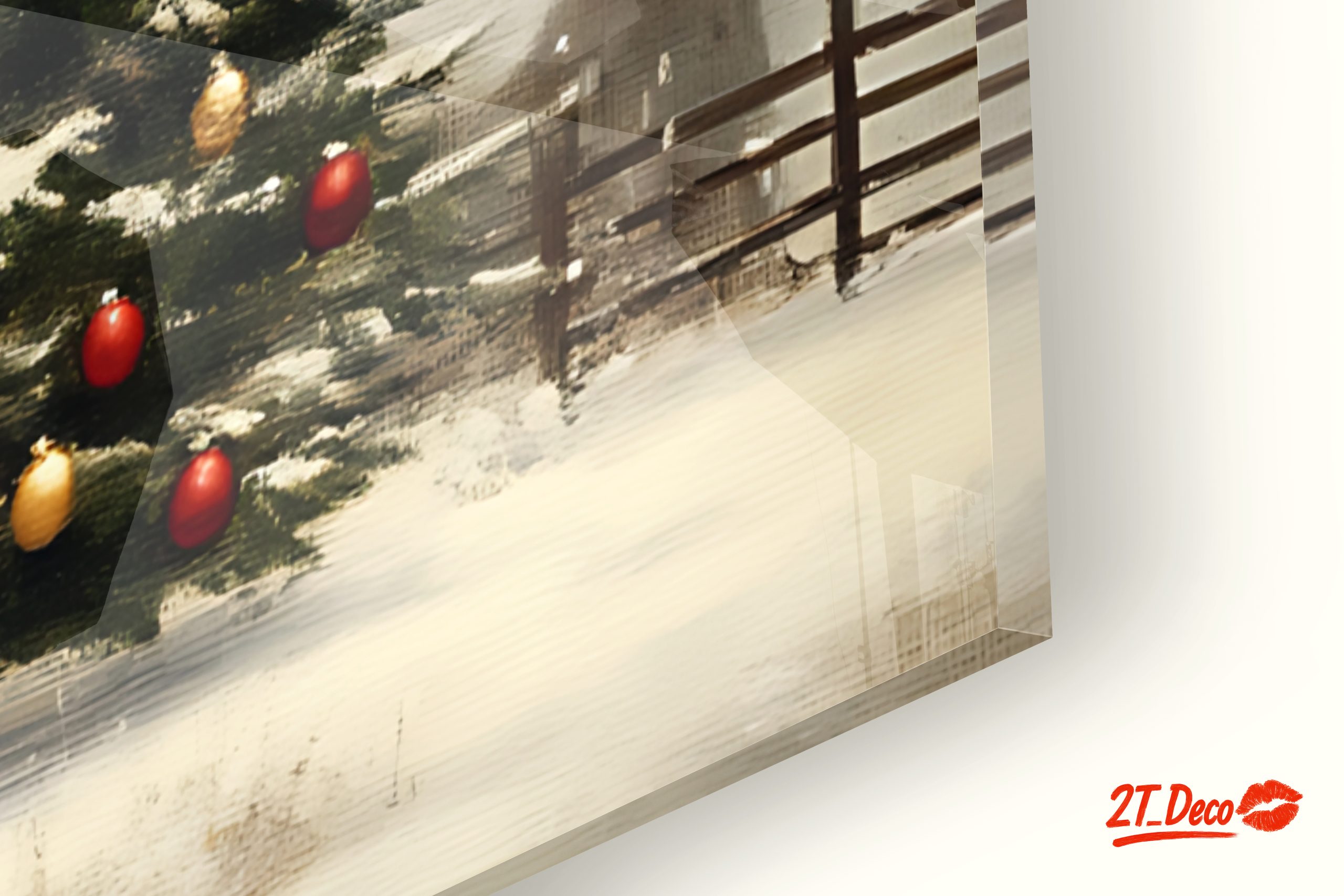 Snowy Christmas Tree with Rustic House - Image 9
