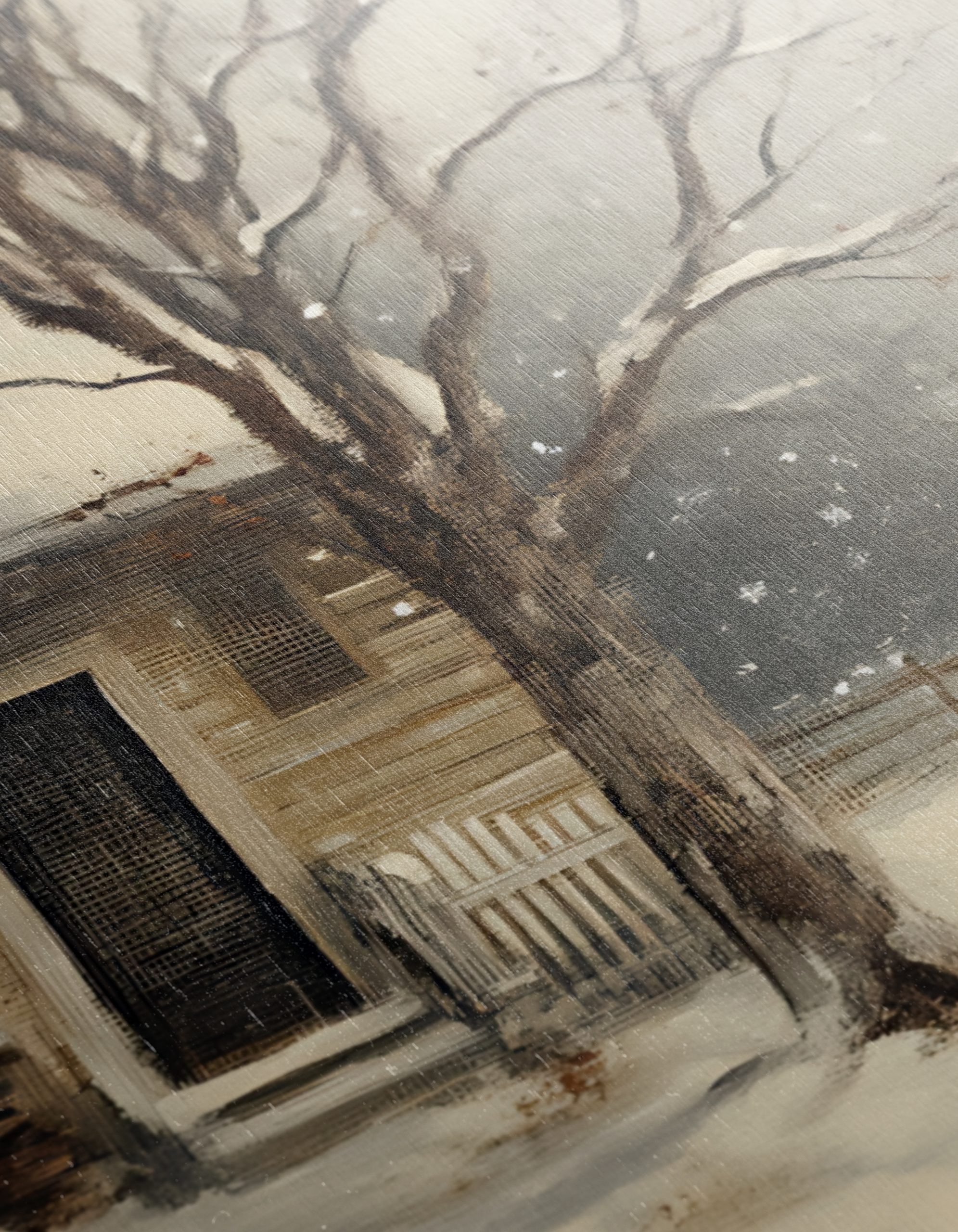 Snowy Christmas Tree with Rustic House - Image 12