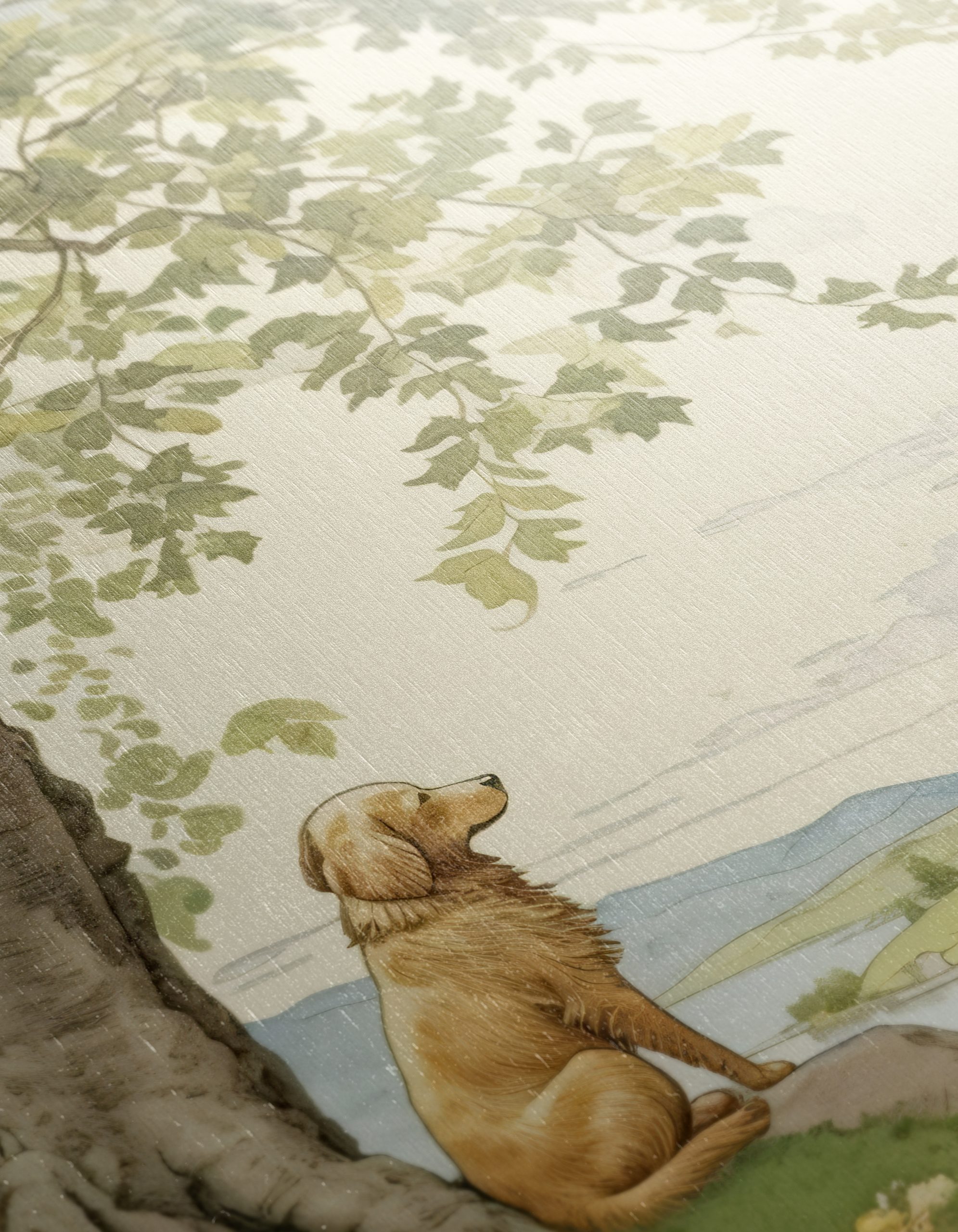 Golden Retriever in Tranquil Landscape Art - Image 12