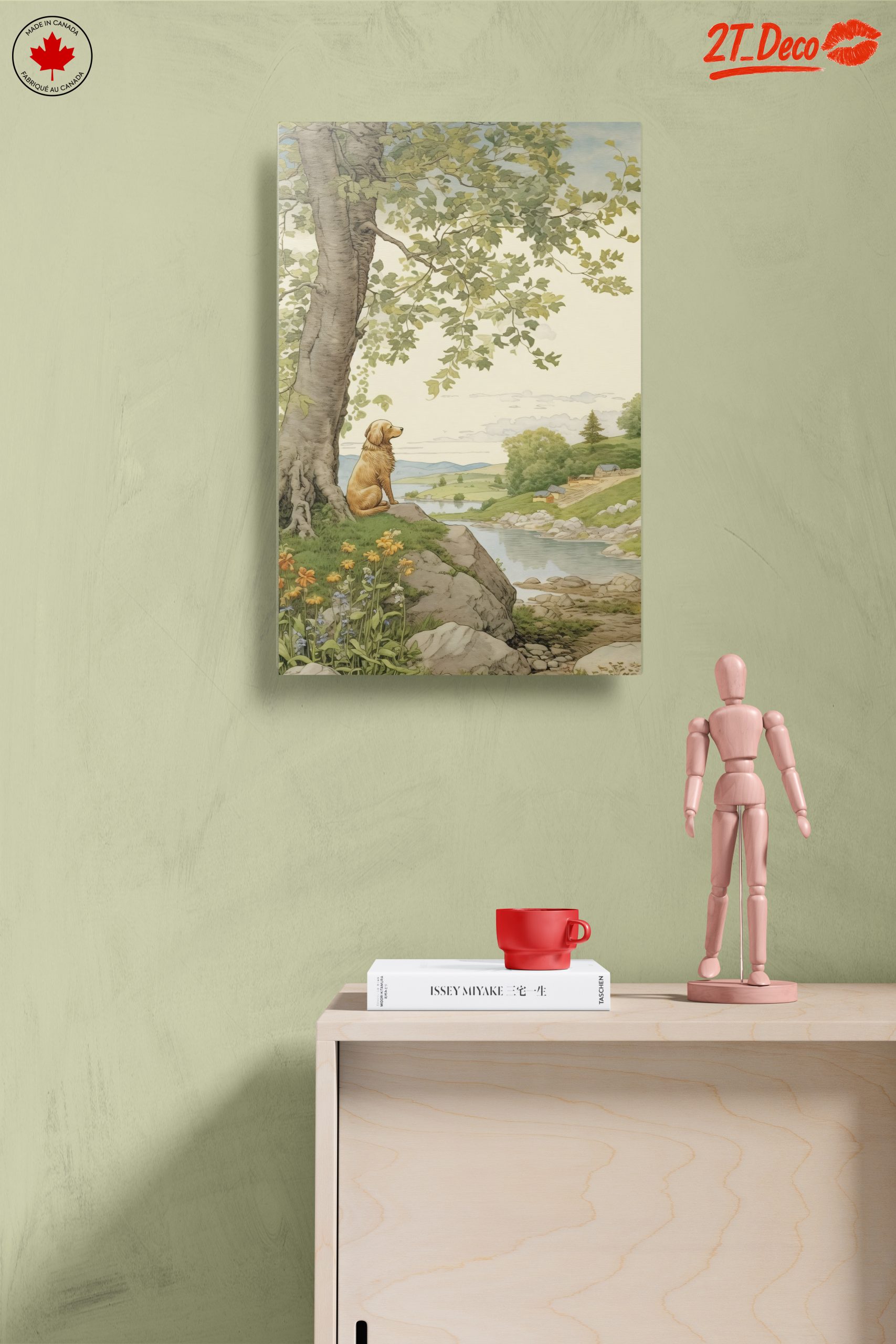Golden Retriever in Tranquil Landscape Art - Image 14