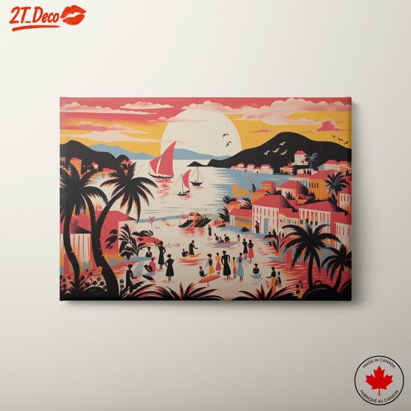 Vibrant Tropical Coastal Scene Art