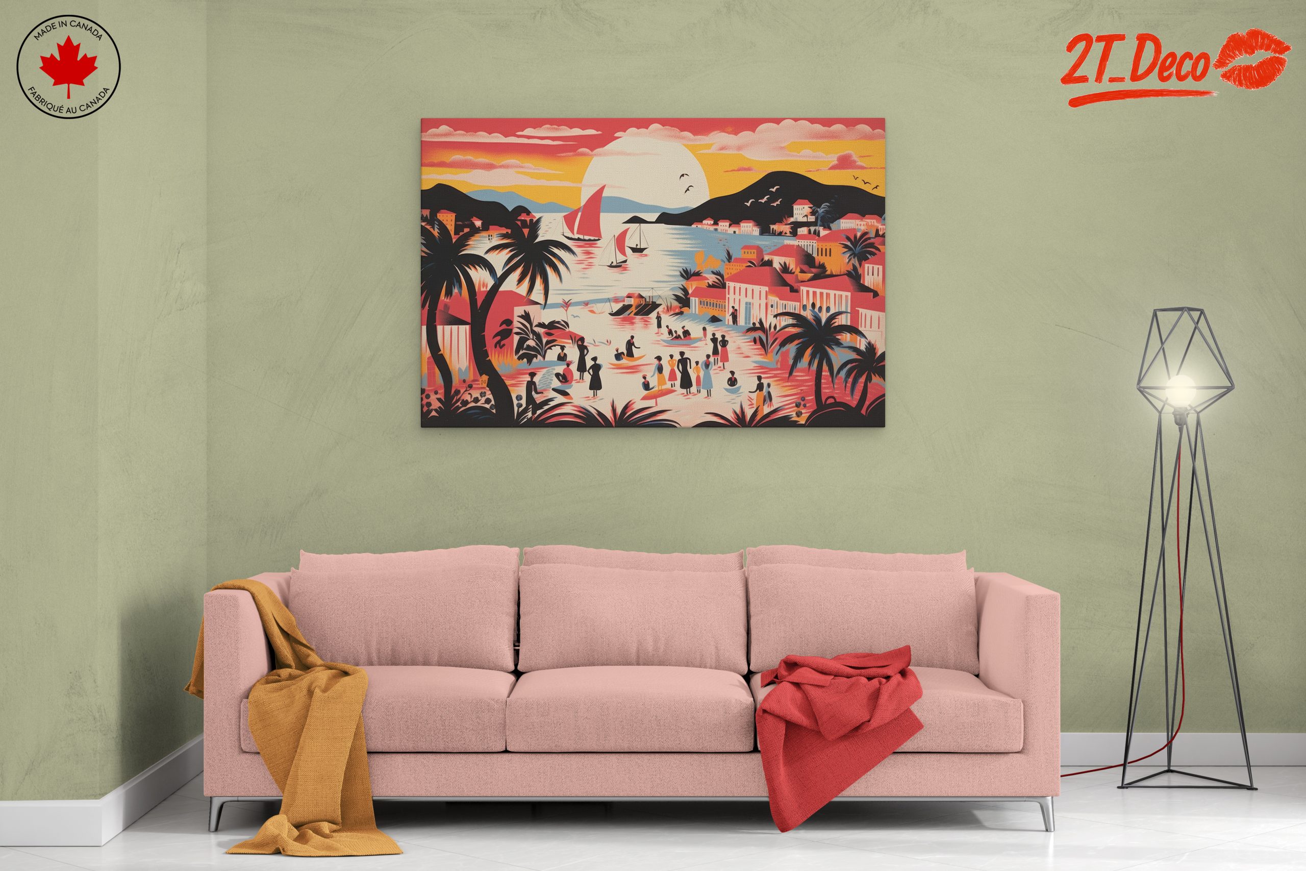 Vibrant Tropical Coastal Scene Art - Image 2