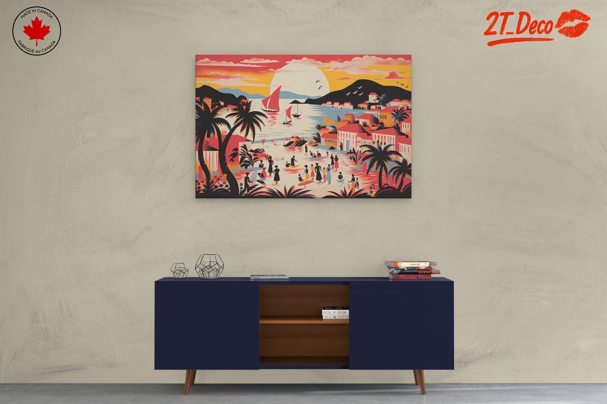 Vibrant Tropical Coastal Scene Art - Image 3