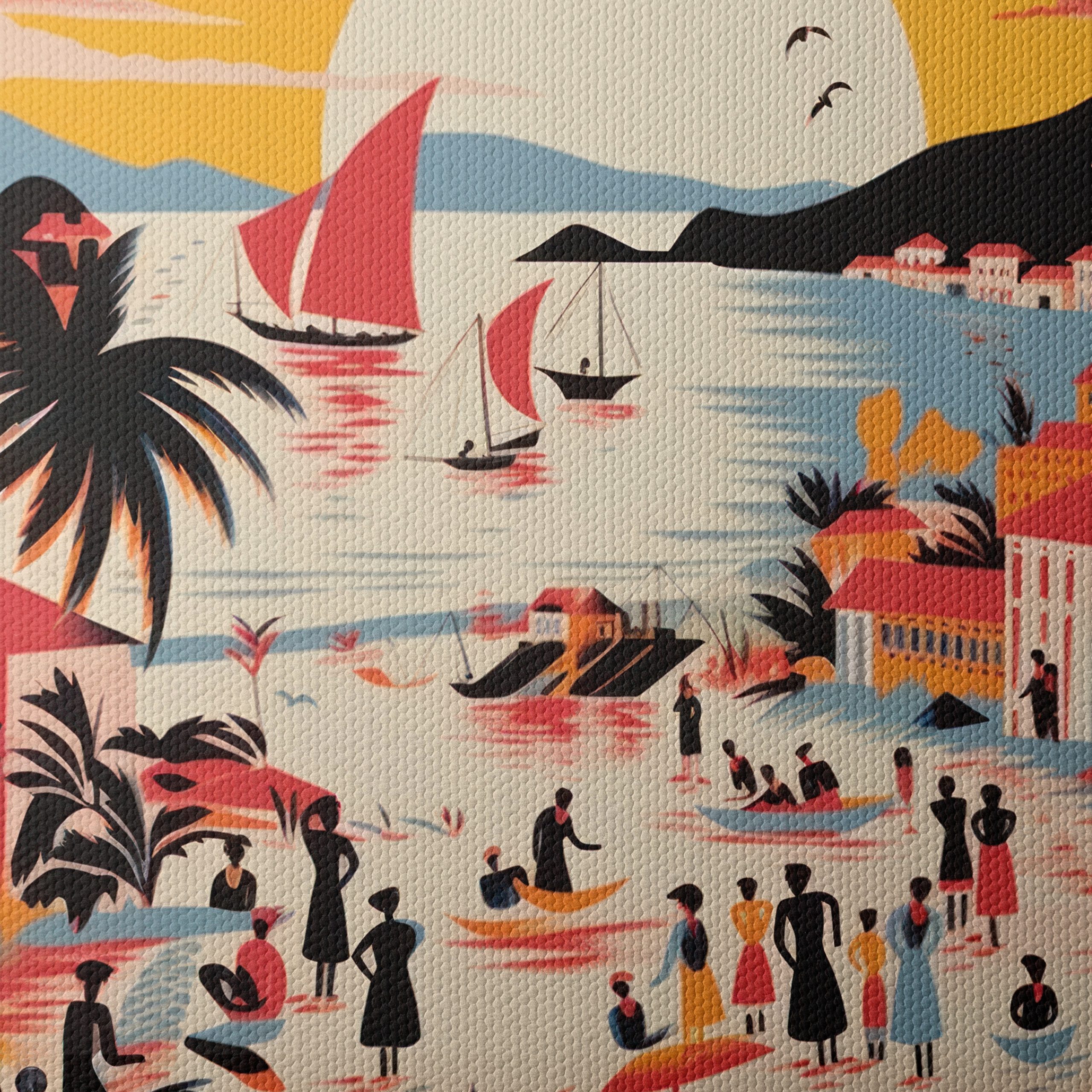 Vibrant Tropical Coastal Scene Art - Image 4