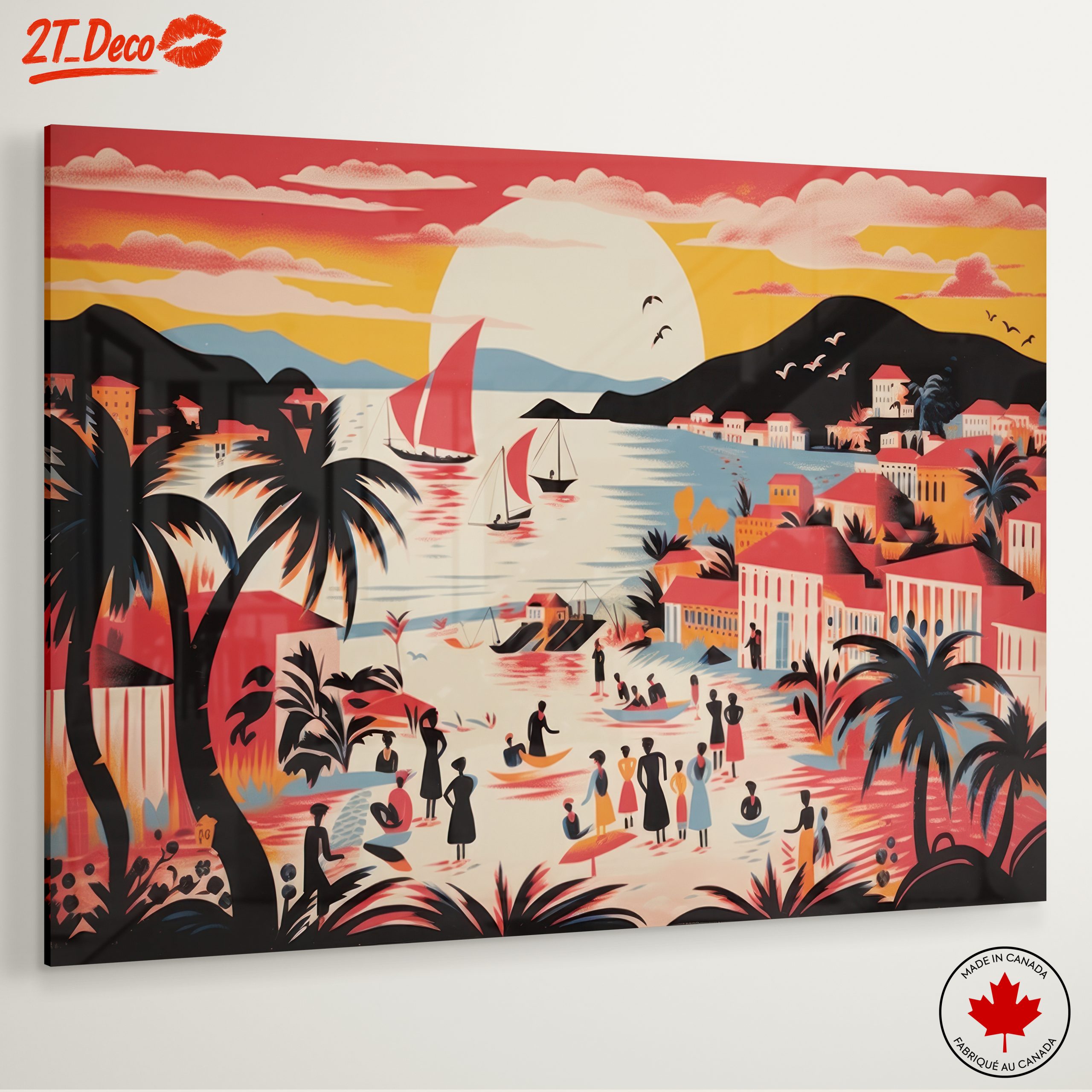 Vibrant Tropical Coastal Scene Art - Image 6