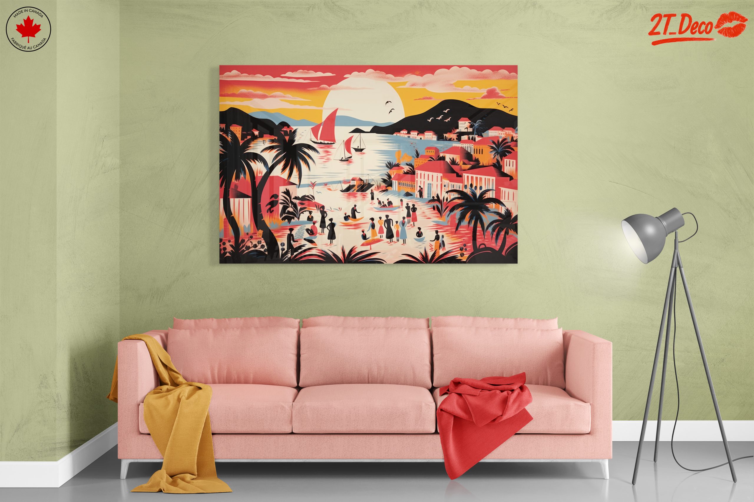 Vibrant Tropical Coastal Scene Art - Image 7