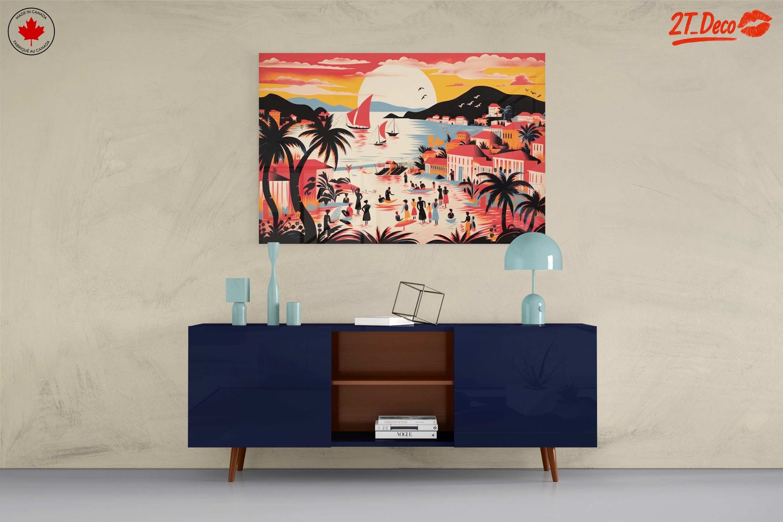 Vibrant Tropical Coastal Scene Art - Image 8