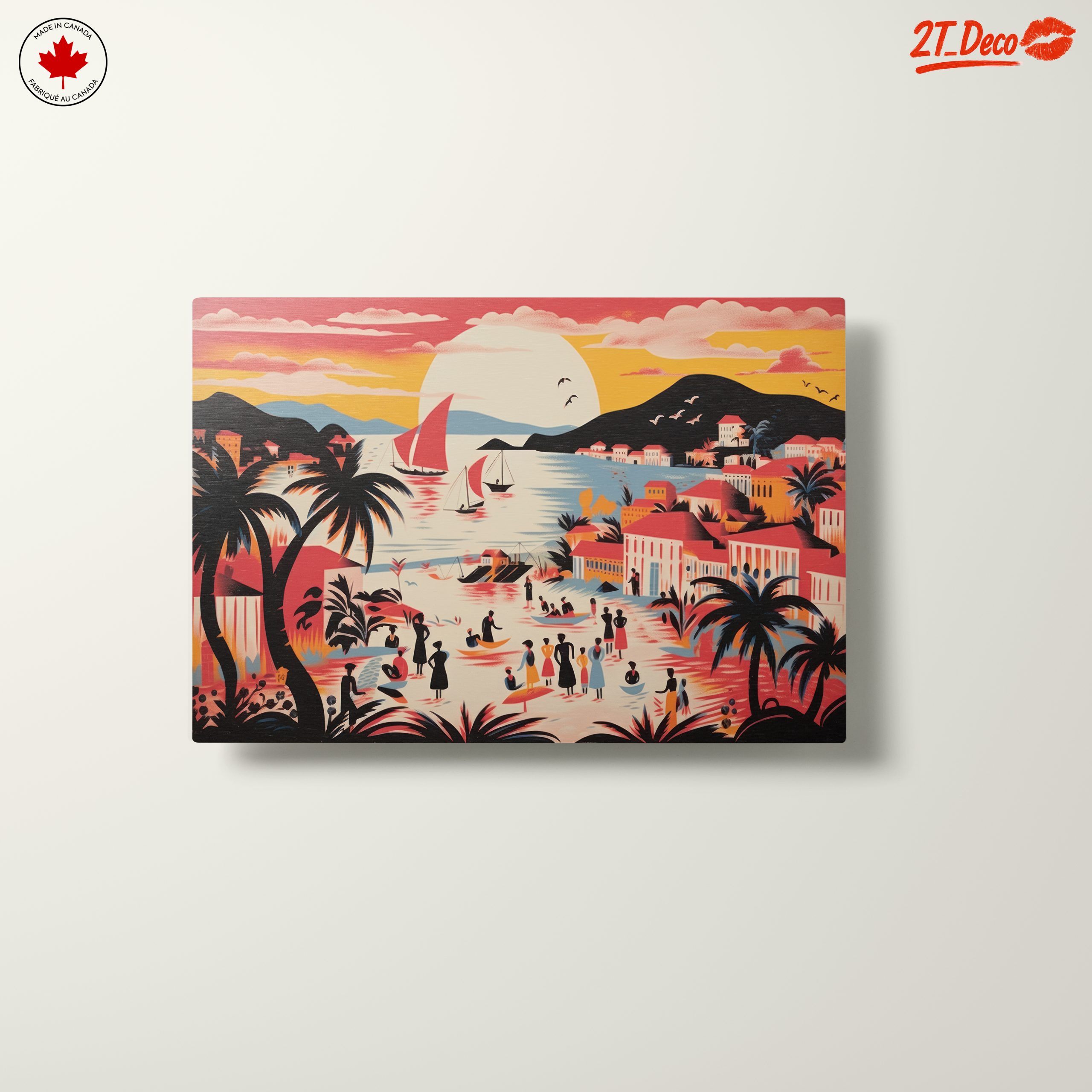 Vibrant Tropical Coastal Scene Art - Image 10