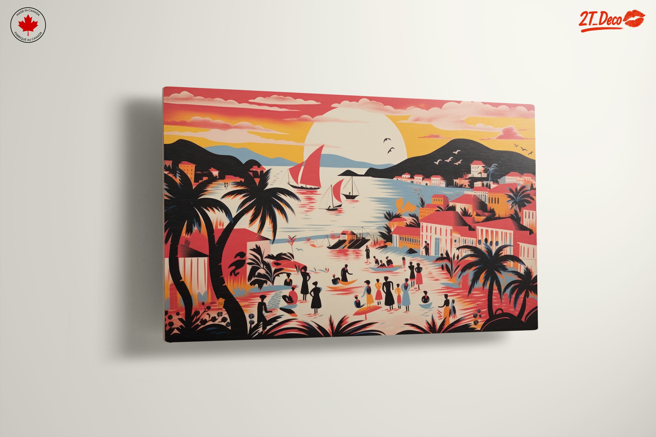 Vibrant Tropical Coastal Scene Art - Image 13