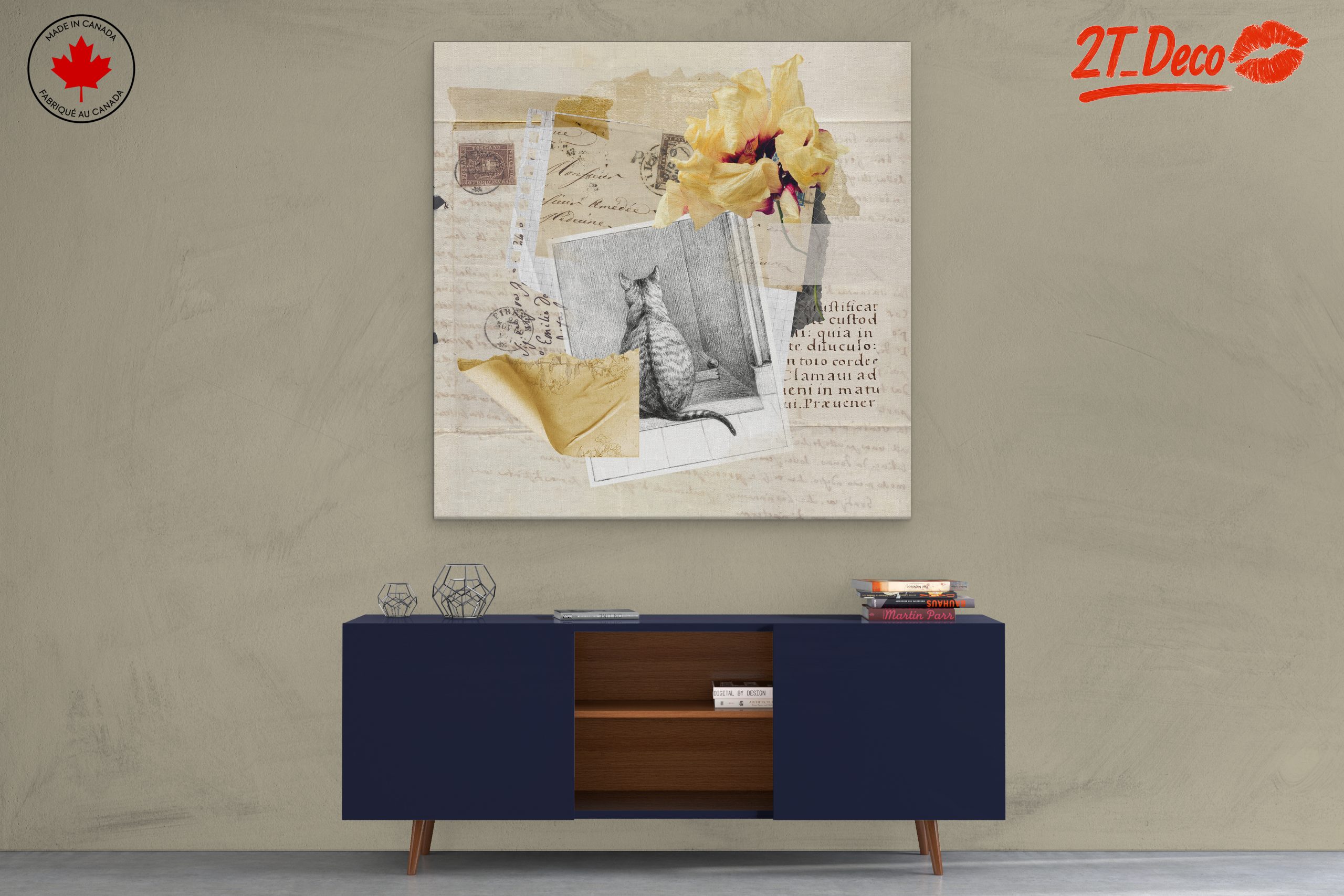 Charming Cat Collage with Floral Accents - Image 3