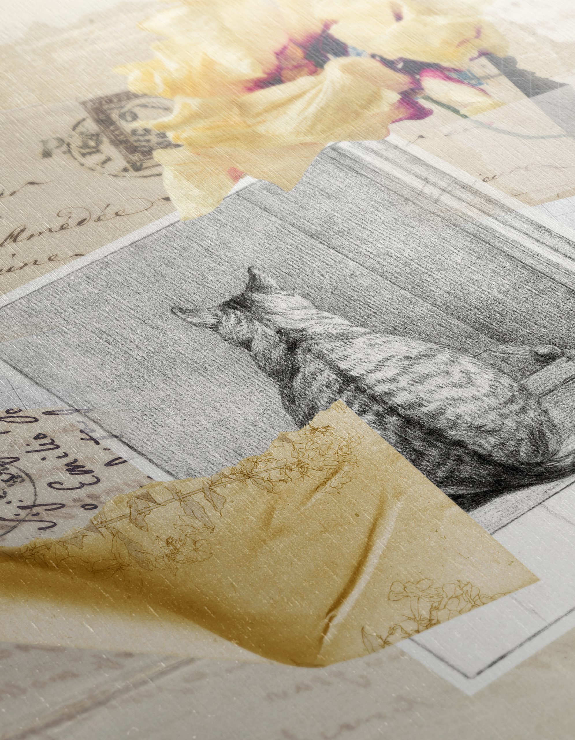 Charming Cat Collage with Floral Accents - Image 12