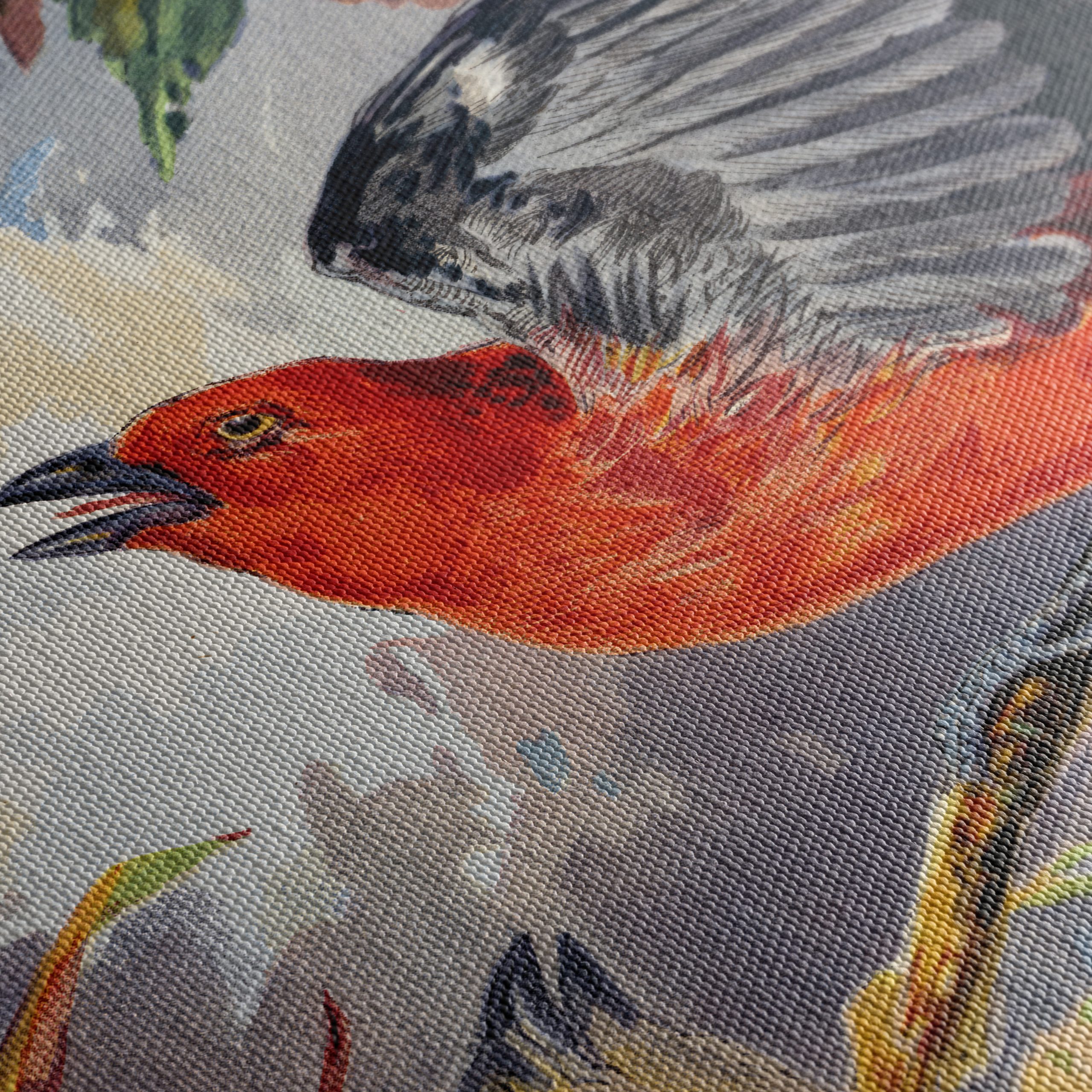 Vibrant Red Bird Perched on Cherry Branch - Image 5