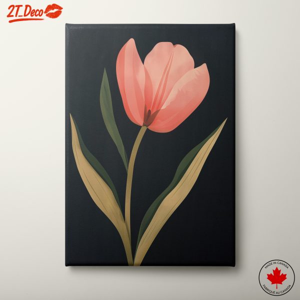 Stylized Pink Tulip Botanical Art