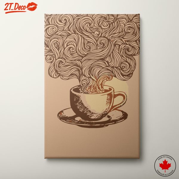 Whimsical Coffee Cup with Swirling Steam Art