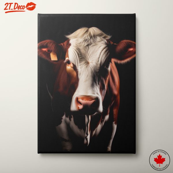 Lifelike Cow Portrait with Black Background